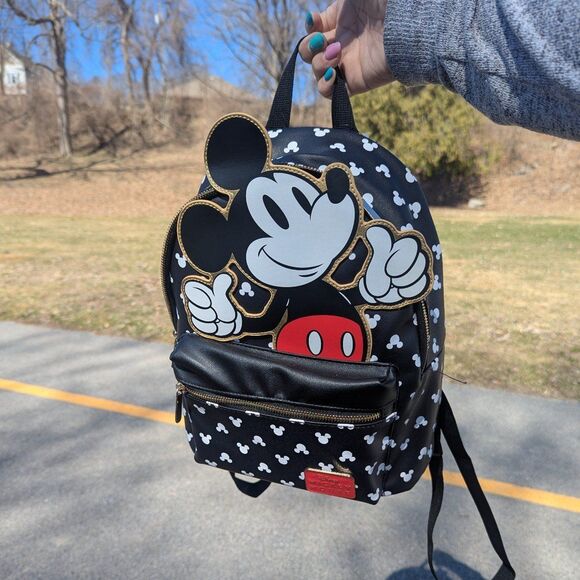 Disneycore Kawaii Mickey Mouse Mini Backpack Black White Polka Dot Bag‎ Disney main image 5